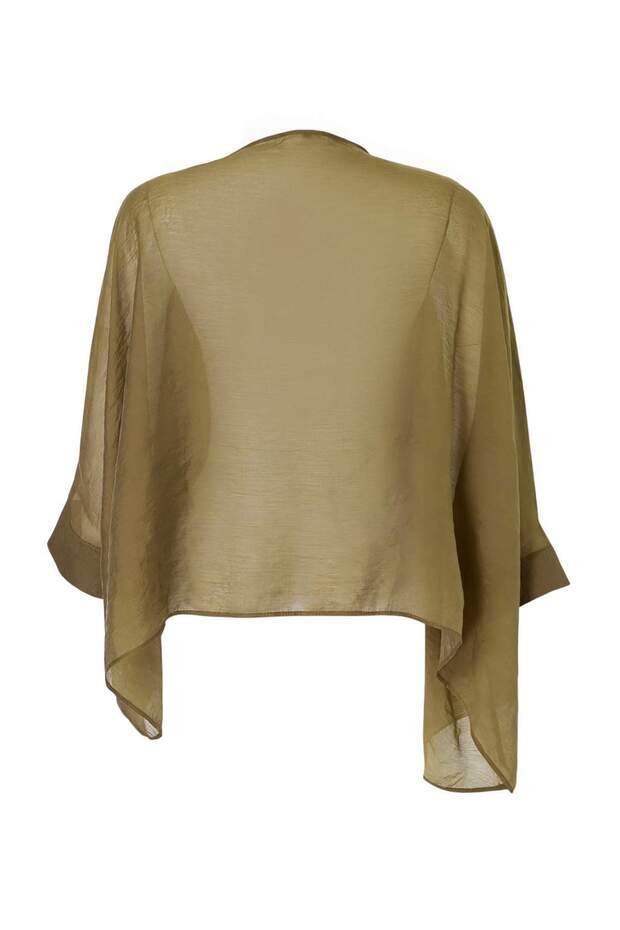 Yeşil Oversize İnce Dökümlü Dokuma Bluz TWOSS26BZ00653 - 9