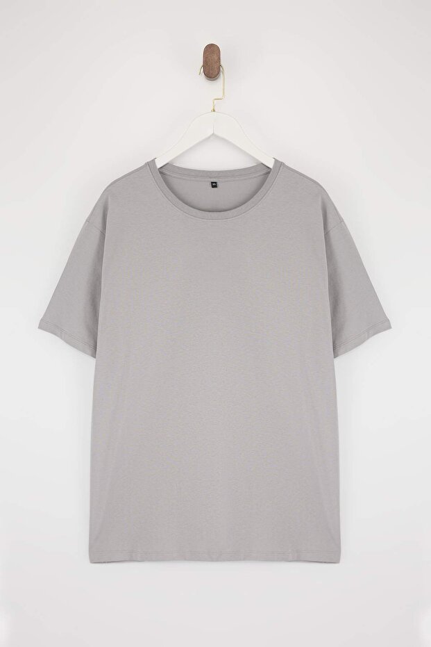 Siyah- Haki-Gri Regular/Rahat Kalıp 3'lü Paket Büyük Beden T-Shirt TMNSS24BF00059 - 9