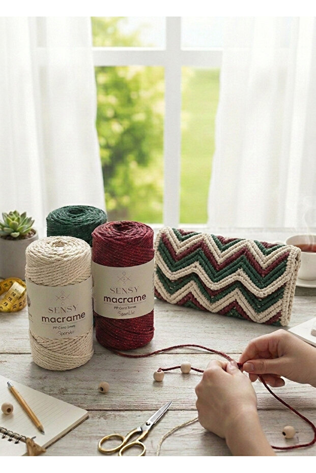 لمّاع بوليستر مكرمية خيط 3 مم 250 جرام خيط نحاسي و خيط حقيبة - 3