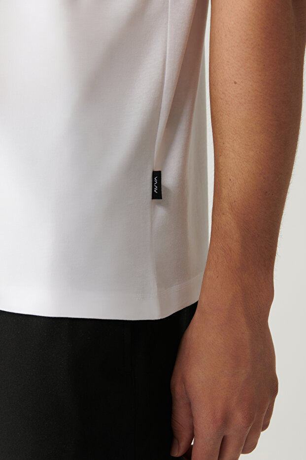 Erkek Beyaz Basic Pamuklu T-shirt E001000 - 5