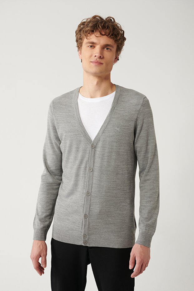 Cardigan gri basic pentru bărbați E005007 - 1