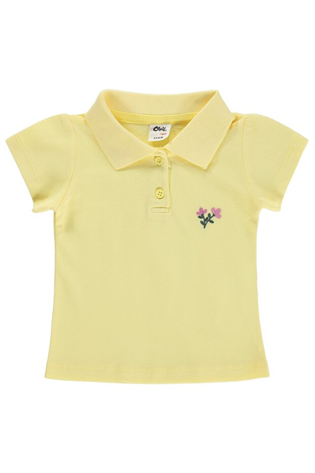 Floral Embroidered Basic T-Shirt for 6-18 Months - Yellow 9-12 Months