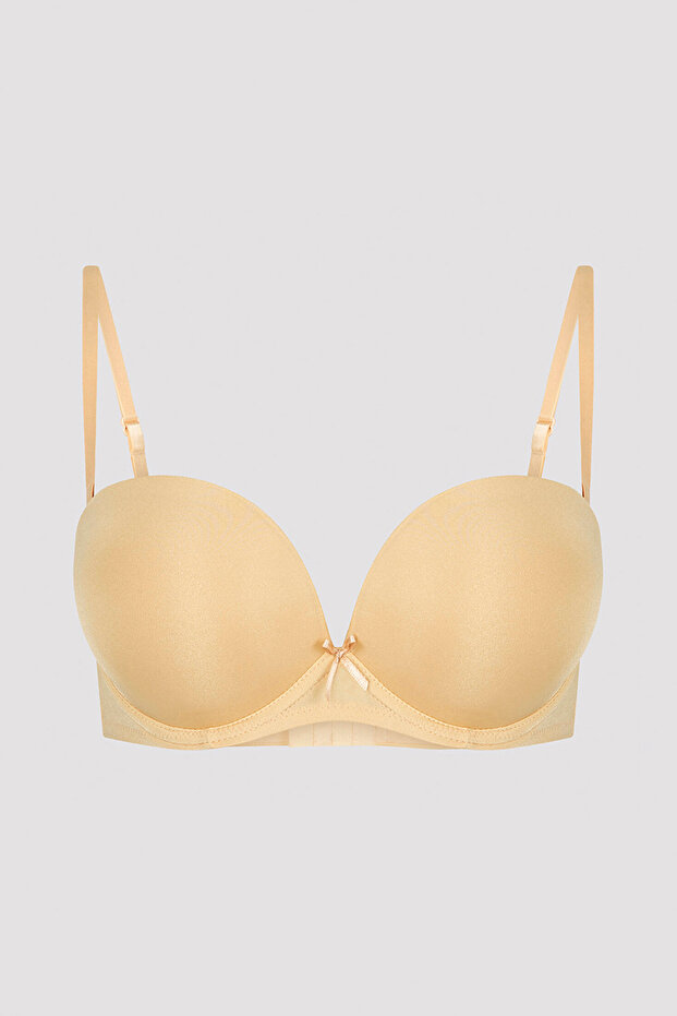 Beige Wow Strapless Underwired Pushup Bra