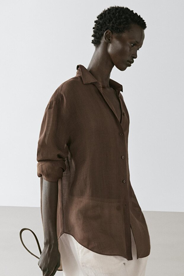 Yakalı dökümlü gömlek - 2