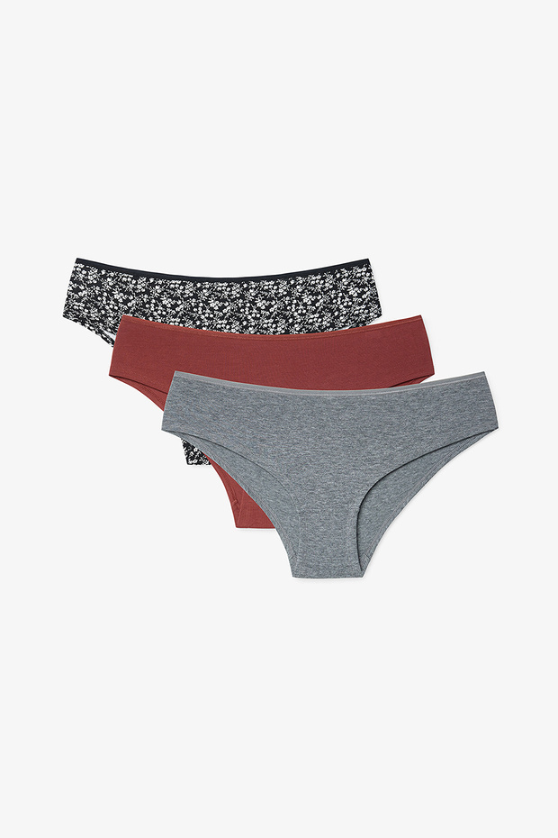 Mix Floral Silhouette 3-pack Normal Waist Hipster Panties Briefs