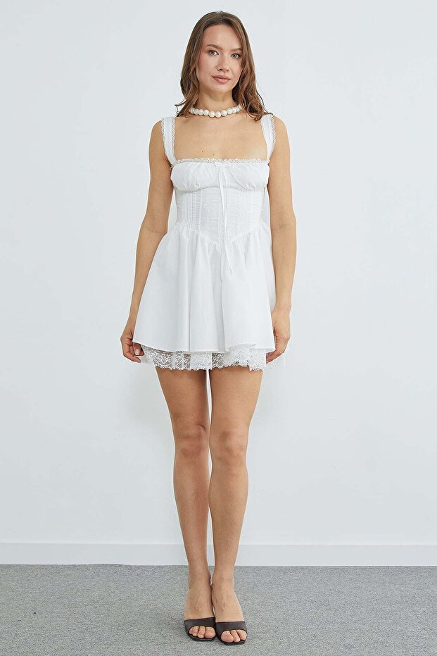 Rochie Mini Dantela Detaliata - 2