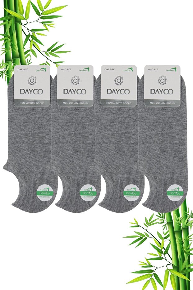 Premium Bamboo Sneakers Invisible Sports Socks 4 Pack Gray Melange