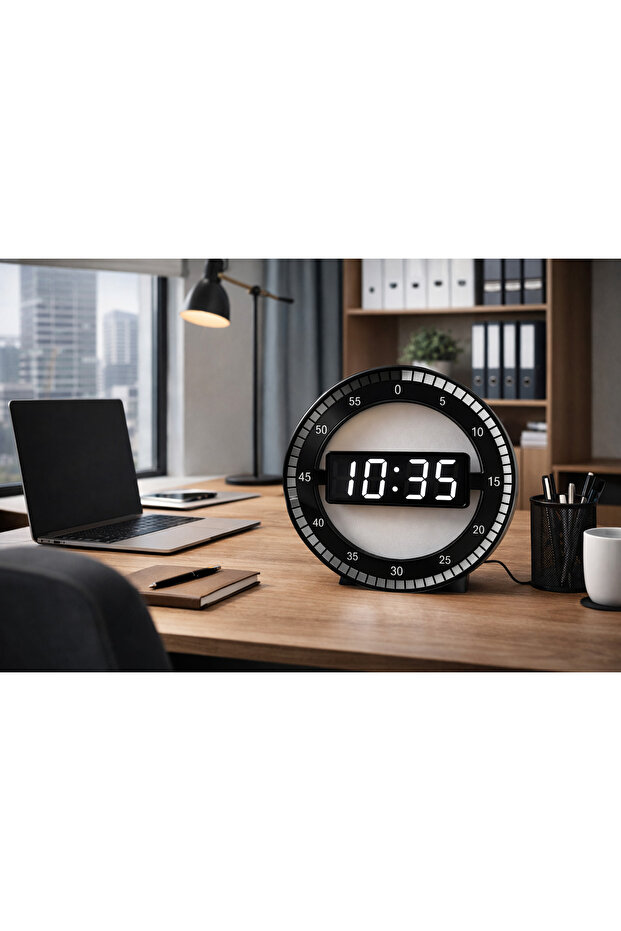ساعة حائط وطاولة حديثة بتقنية LED ثلاثية الأبعاد |   ساعة إلكترونية رقمية، عرض التاريخ ودرجة الحرارة - 3