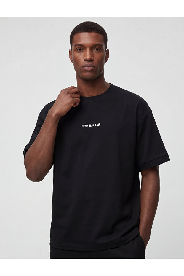 Short Sleeve Crew Neck Printed Oversize Sports T-Shirt