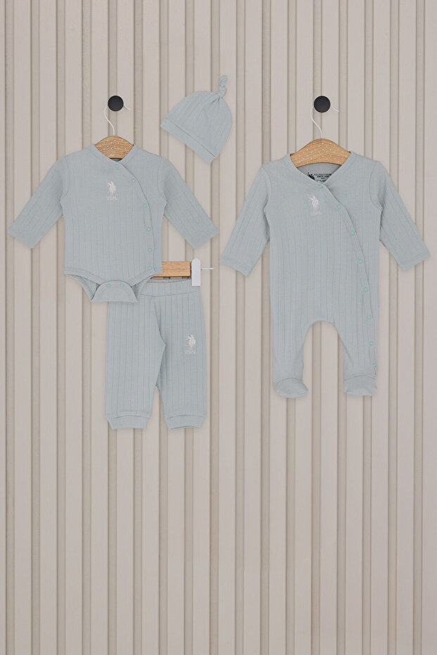 Base. Polo Assn Baby Boy Water Green 4-Piece Baby Set