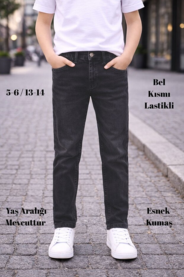 - High Quality Boy's High Waist Regularfit Stretchy Jean Pants C800