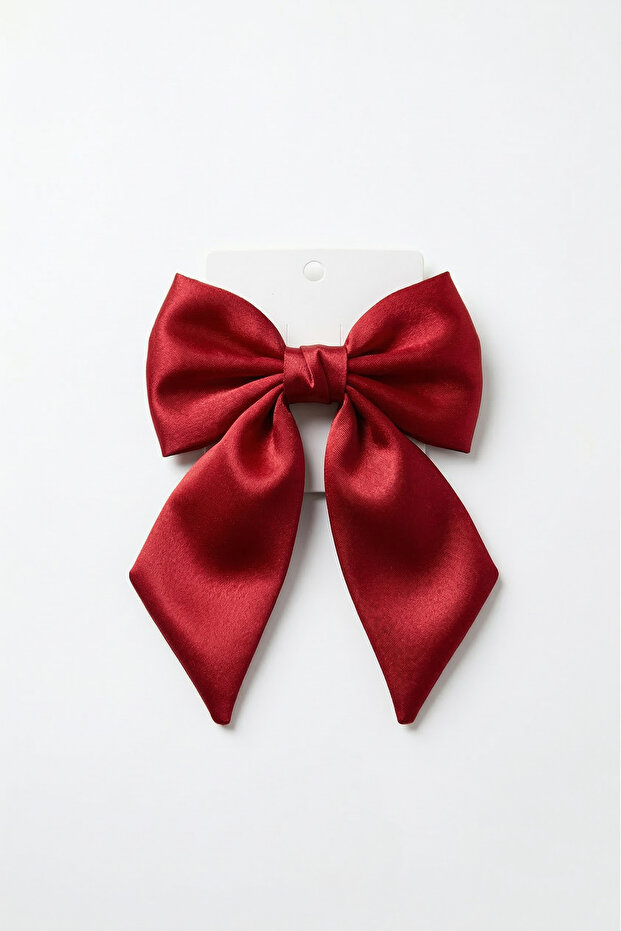 Satin Fabric Stone Embellished Large Bow Buckle