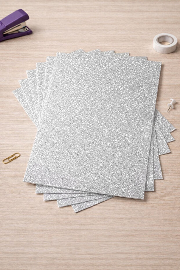 Glitter Eva Sponge A4 Silver Color Set of 10 Handicraft School and Hobby Material