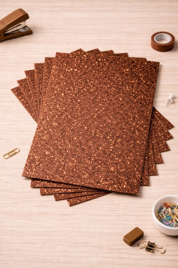 Brown Colored Glitter Eva Sponge 50X70 cm 10 Pack 1.5 mm