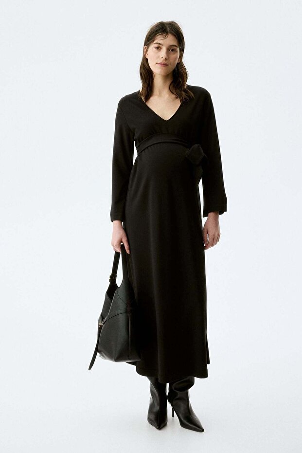 MAMA Tie-belt jersey dress