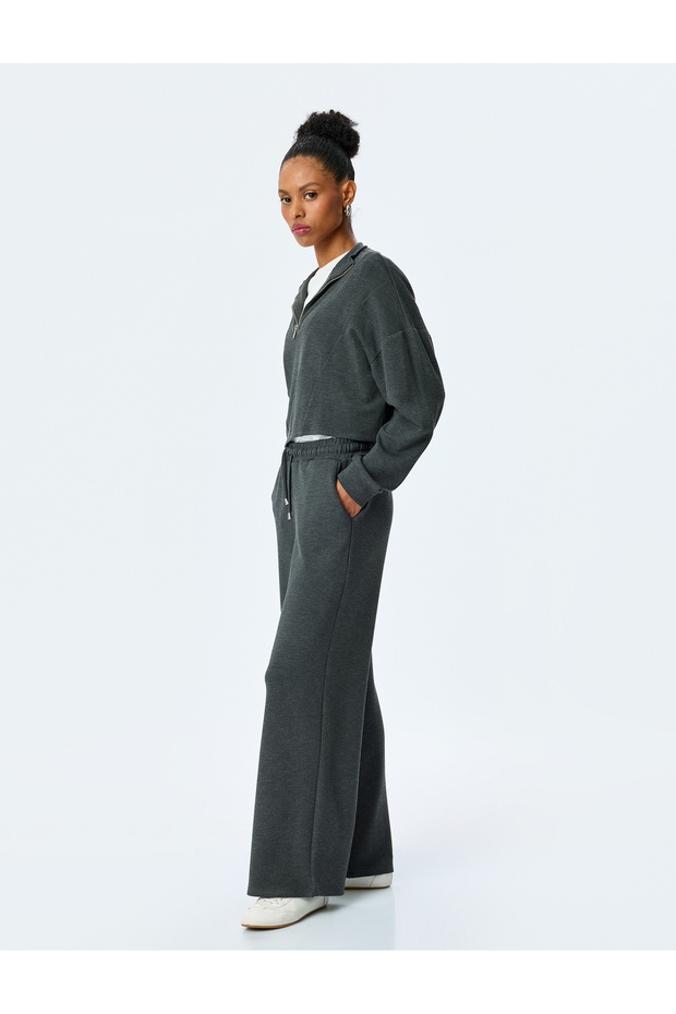 Relaxed Fit Pocketed Viscose Wide Leg Sweatpants