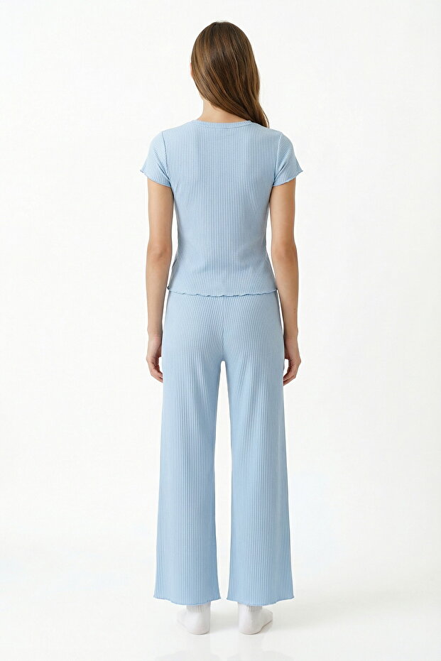 Синій комплект піжами Ella Solid - 5