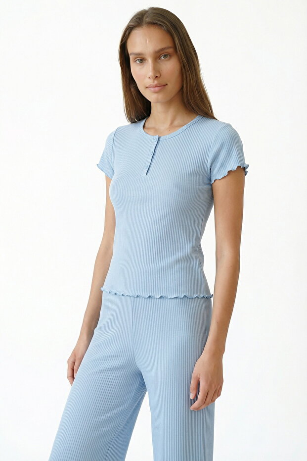Синій комплект піжами Ella Solid - 2