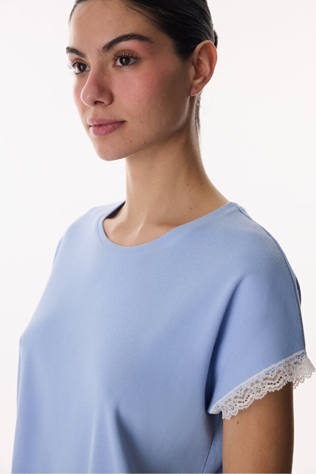 Μπλε Σετ Πιτζάμες Κάπρι Βαμβάκι τεμαχίων - 3