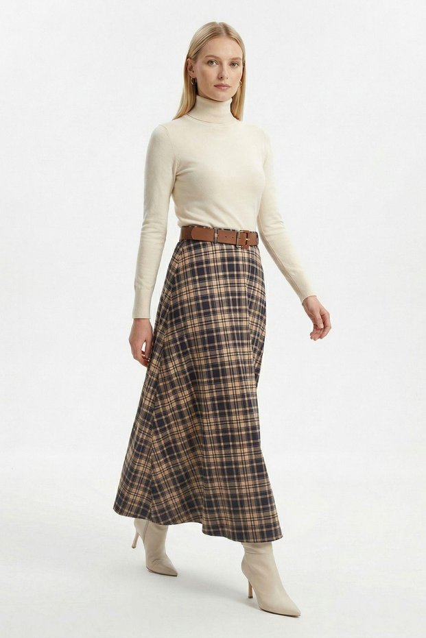 Laci Patterned Belt Piece Skirt 1344
