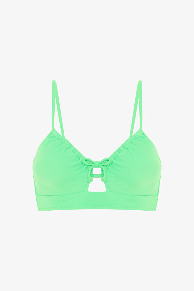 Green Underwire Fixed Strap Bikini Top - 5