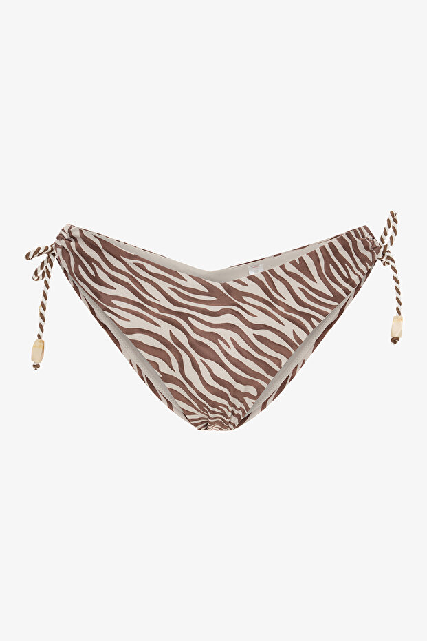 Gale Zebra Patterned V-Cut Bikini Bottom - 6