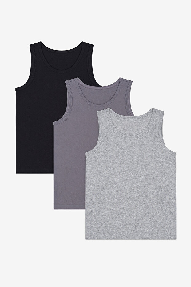 Boy's Black Solid 3-Piece Multicolor Undershirt - 1