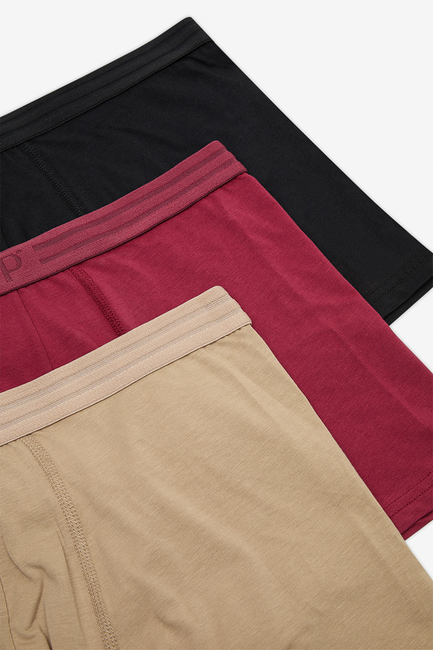 Erkek Pamuklu Basic Çok Renkli 3lü Boxer - 5