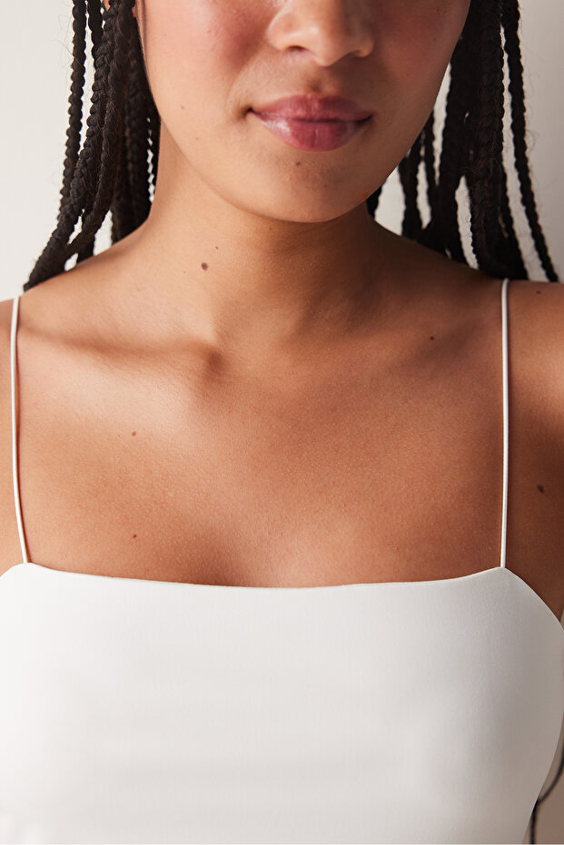 White Thin Strap Athlete Cami - 4