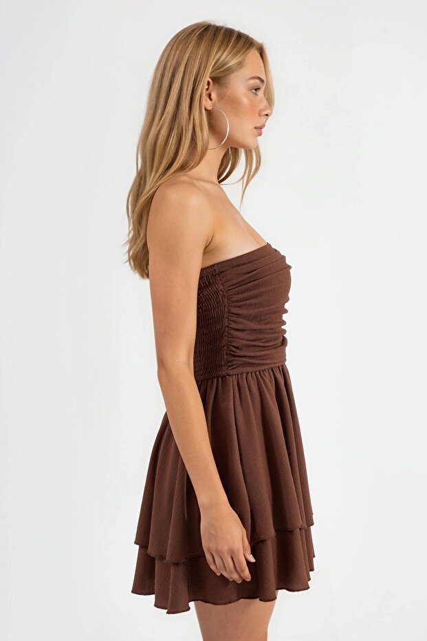 Strapless Ruffled Mini Dress - 3