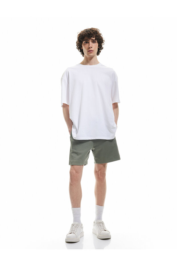 Pocketed Cotton Lace-Up Short Shorts with Stitching Detail