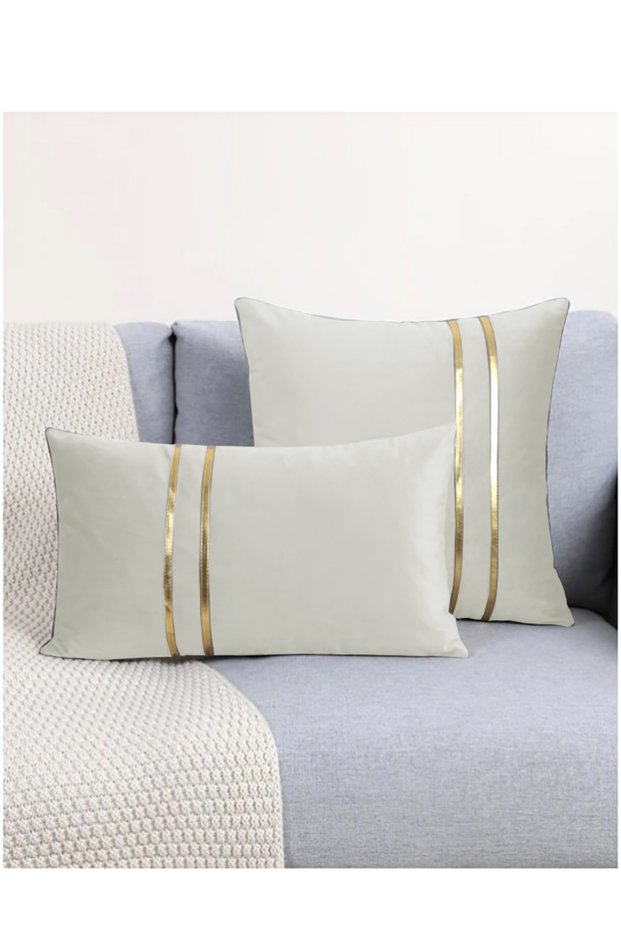 Cushion Cover Gold Detailed (Not Snow White, Off-White/Ekru/Light Cream Tones)