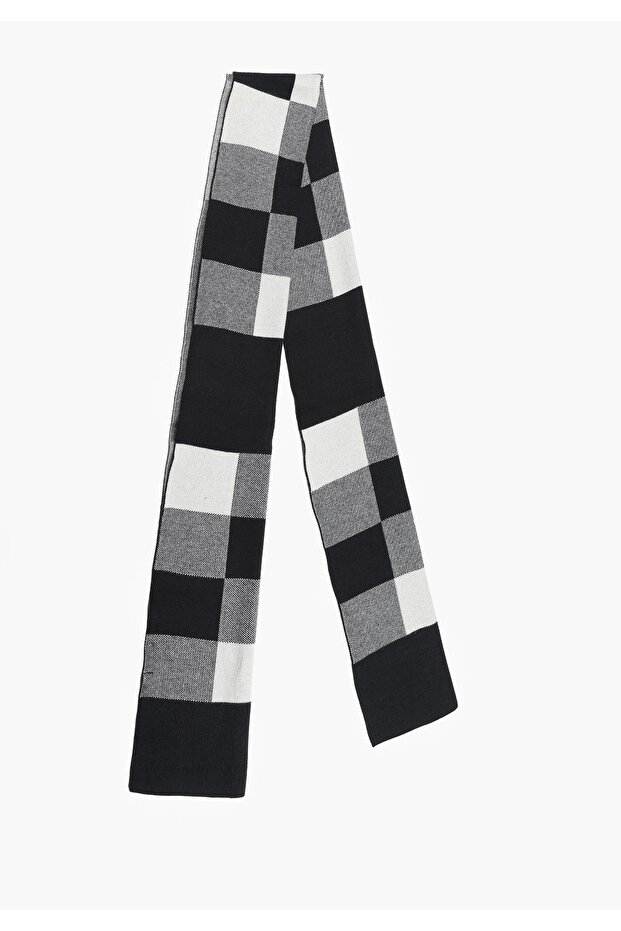 Eșarfă neagră în carouri pentru bărbați - 1