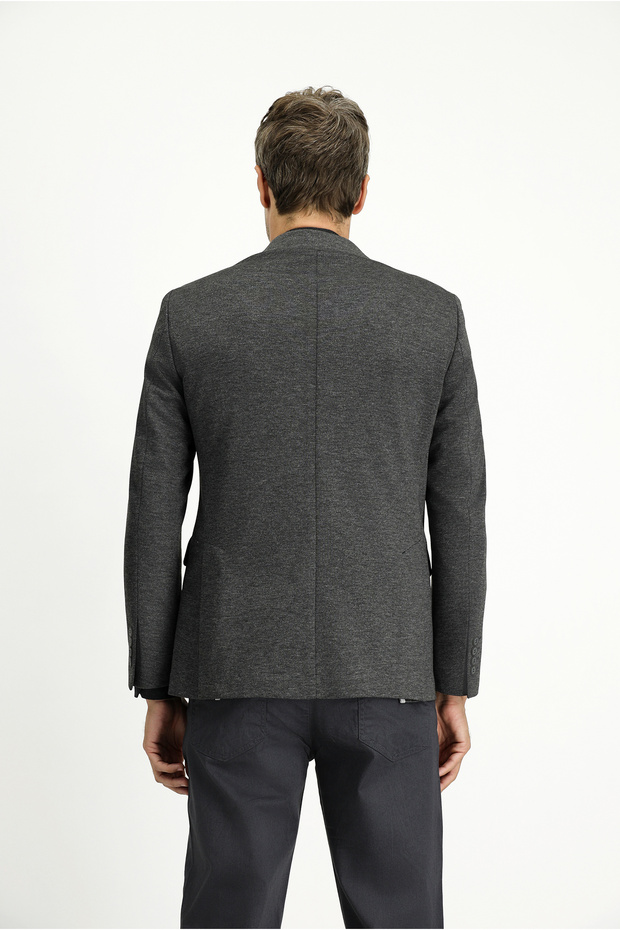 7 Drop Super Slim Fit Eksra Dar Kesim Klasik Desenli Örme Ceket - 3