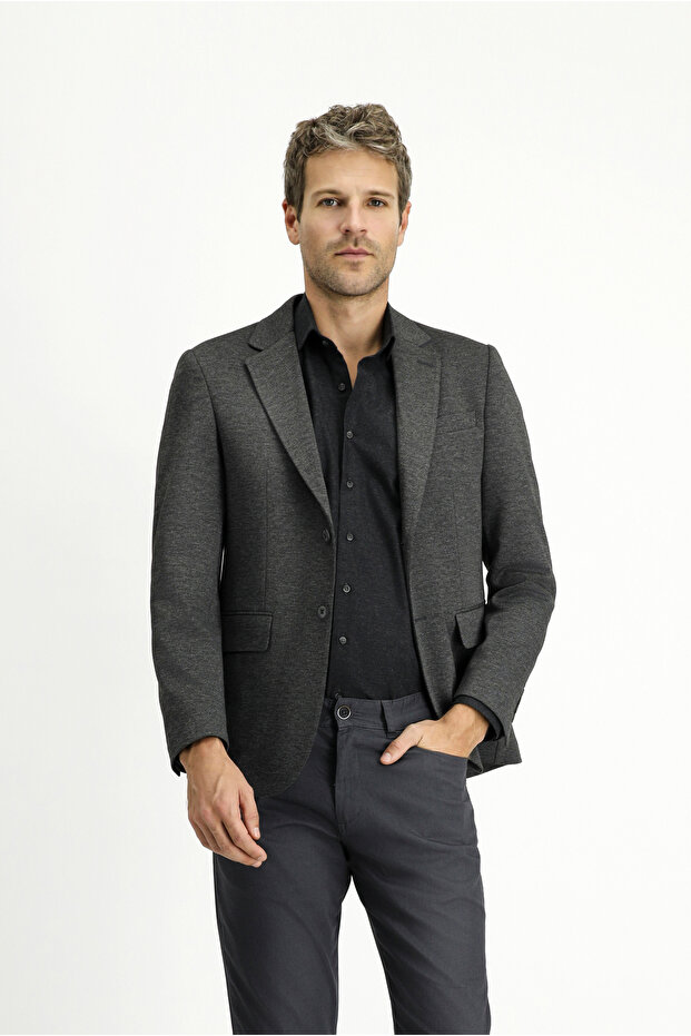 7 Drop Super Slim Fit Eksra Dar Kesim Klasik Desenli Örme Ceket - 2