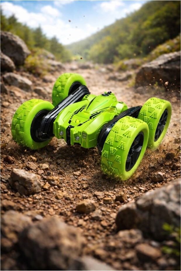 Remote Control Somersault Car 360 Degree Rotating Full Function - Green
