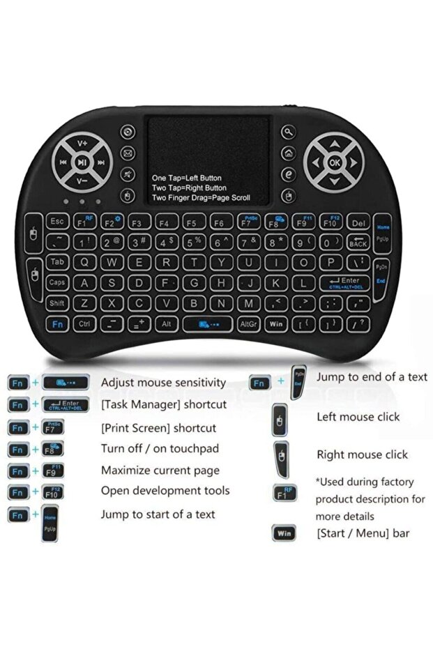 Mini Keyboard Backlit Bluetooth Çok Fonksiyonlu Klavye - 5