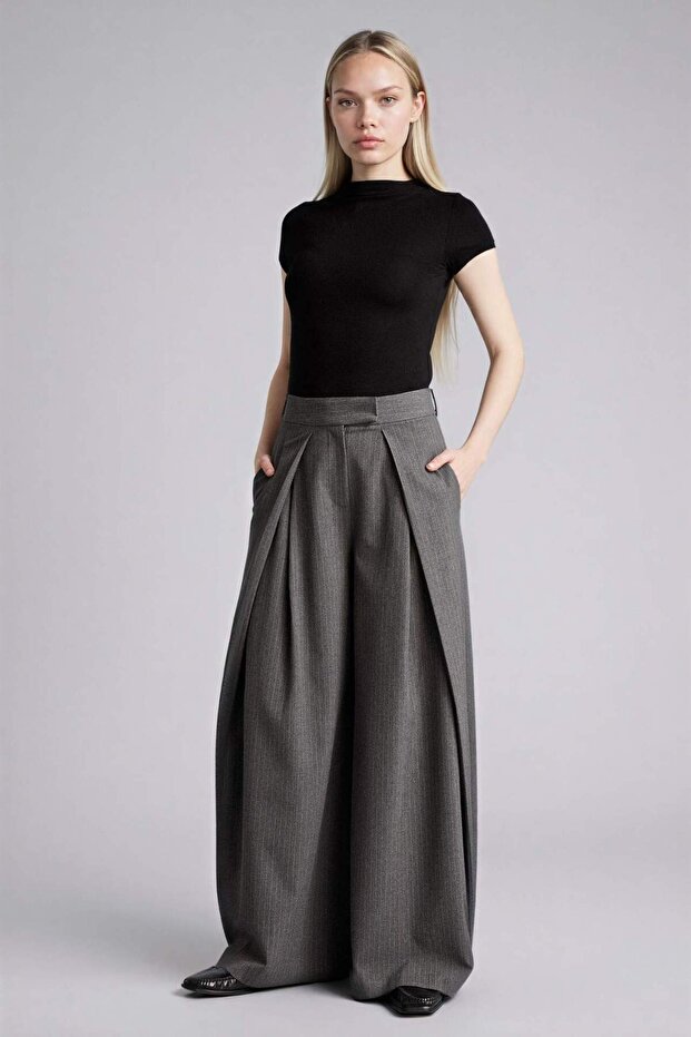 Wide Leg High Waist Straight Leg Pants H0090Ax26Sp
