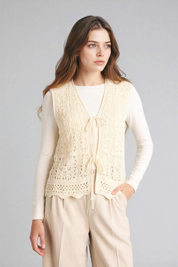 Regular Fit Lace-Like Knit Knitwear Vest H0013Ax26Sp