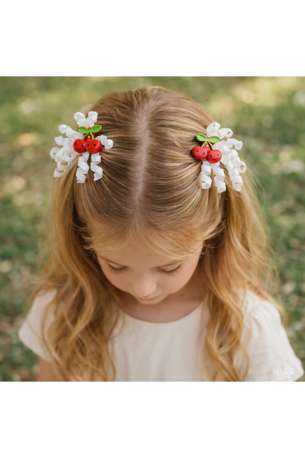 Dd416 Smiling Cherry Bow Children's Baby Buckle (Set of 2)