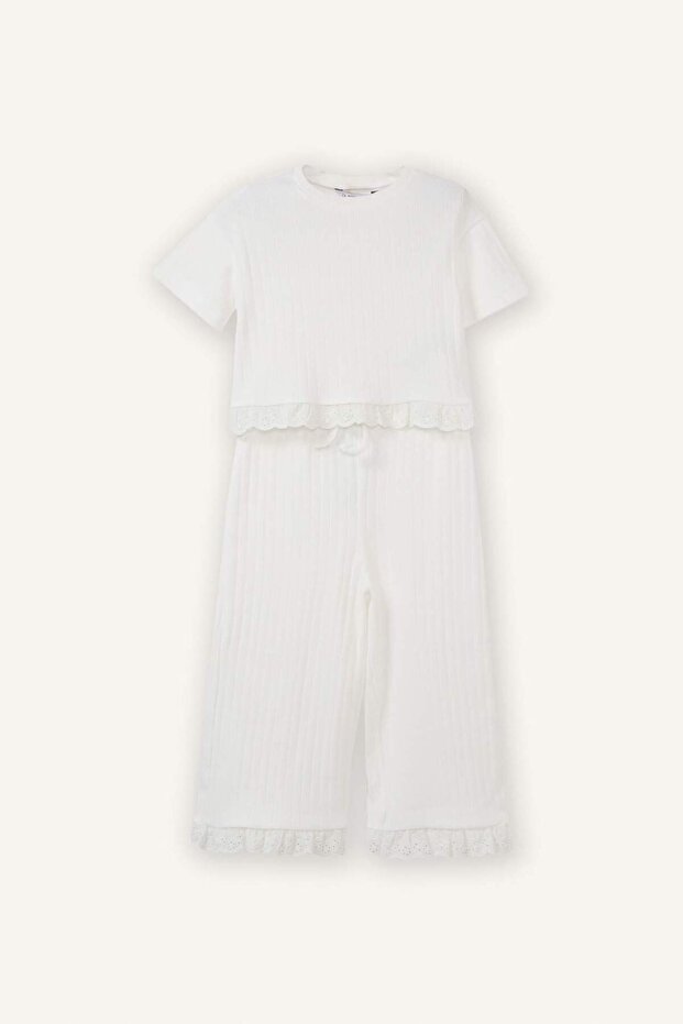 Ruffle Detailed White 2-Piece Set for Baby Girl H2664A526Sp