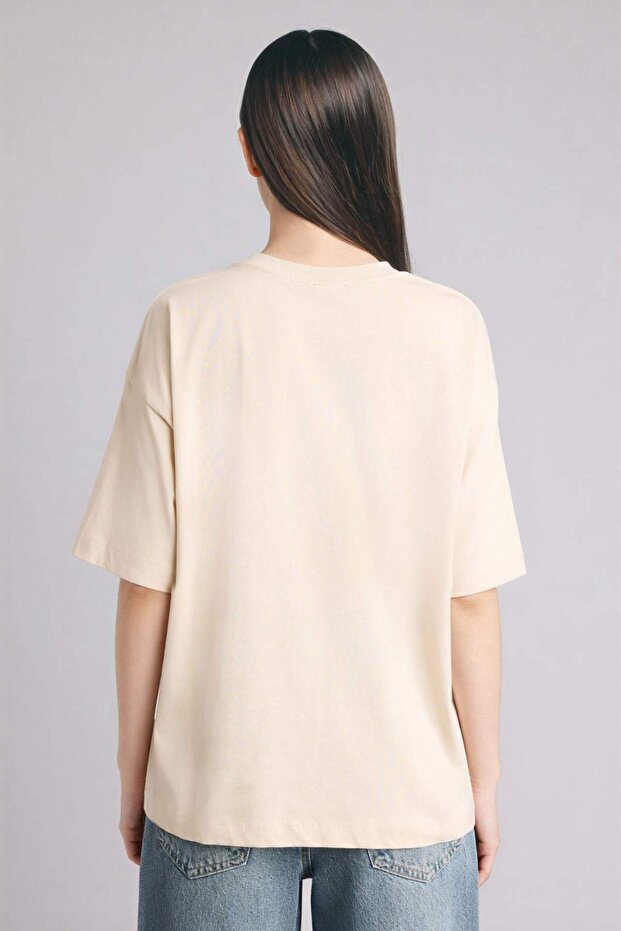 Oversıze Basıc Penye Tişört C0099AX26SM - 4