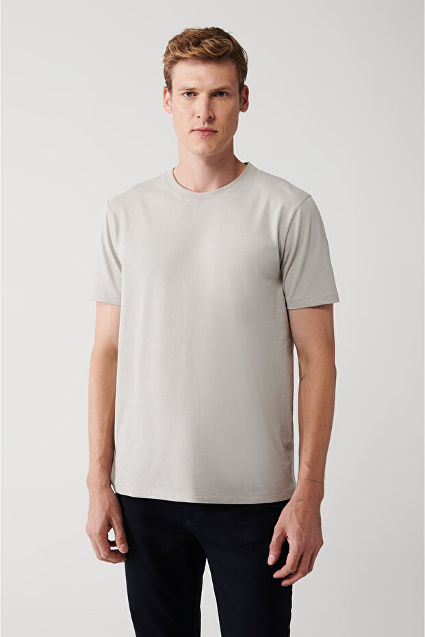Erkek Gri Basic Pamuklu T-shirt E001000 - 3