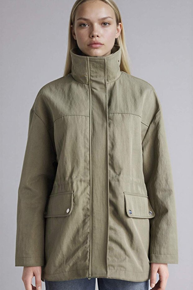 معطف مقاوم للماء ذو ياقة عالية G5728AX26SP - 1