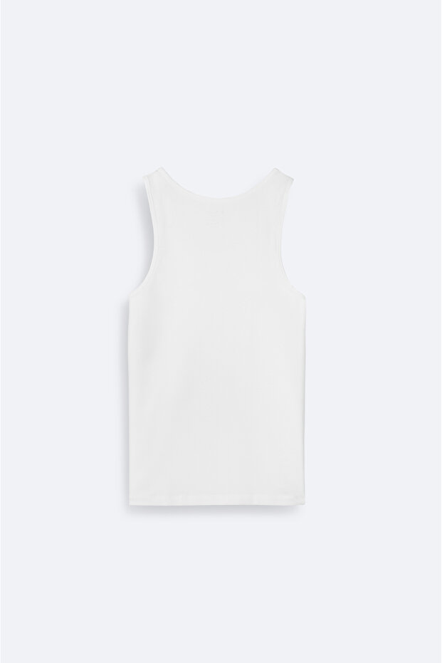 Erkek Beyaz Pamuklu Basic Regular Fit Atlet B009540 - 2