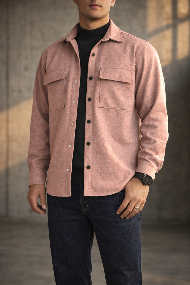 Men's Mink Comfortable Fit Sports Jacket with Hood, Double Pockets and Snap Fasteners