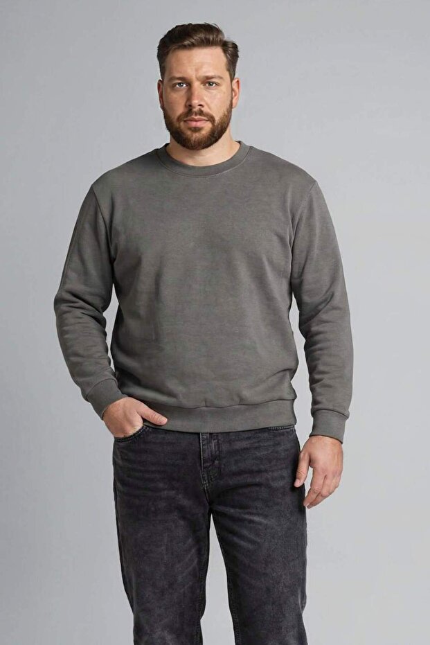 Cotton Boxy Fit Oversized Crew Neck Pique Sweatshirt H1001Ax26Sp