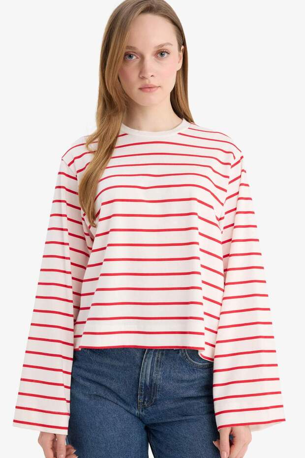 100% Cotton Regular Fit Striped Tunic G0378Ax26Sp