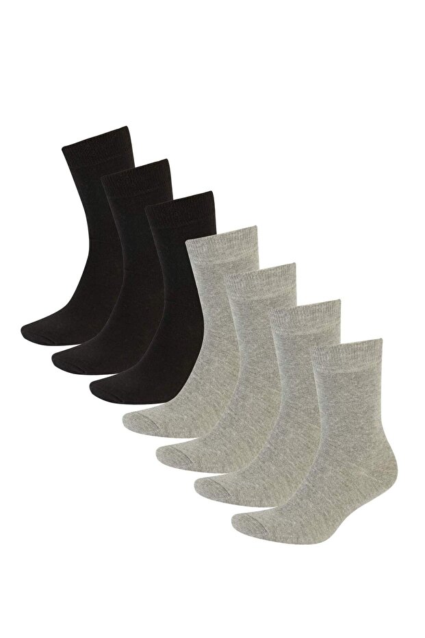 Men's 7-Pack Cotton Long Socks E5984Axns