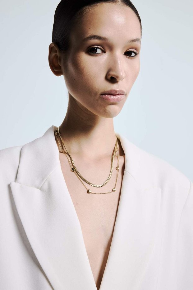 Women's Gold 2-Piece Steel Necklace G2863Axns